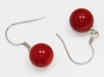 Boucles d`Oreilles Corail Rouge 10-11mm Dormeuses Argent 925