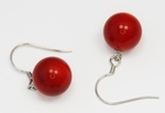 Boucles d`Oreilles Dormeuses Corail Rouge 11-12mm Argent 925