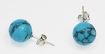 Boucles d`Oreilles Turquoise 10-11mm Clous Or 750/1000