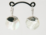 Boucles d`Oreilles Nacre Rondes Dormeuses Argent 925