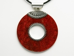 Pendentif Corail Rouge Anneau Argent 925 Ciselé