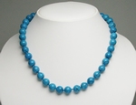 Collier Turquoise Bleue Pierre Semi Précieuse Ronde 10-11mm