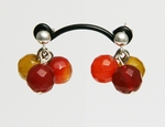 Boucles d`Oreilles Clous Agathe Facettée Jaune Orange Rouge