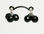 Boucles d`Oreilles Onyx Clous Facettés 8-9mm Argent 925