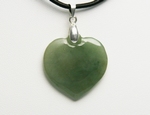 Pendentif Coeur en Jade Polie, Argent 925