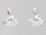 Boucles d`Oreilles Clous 3 Cristaux Swarovski AB Argent 925