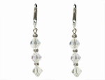 Boucles d`Oreilles Dormeuses 3 Cristaux Swarovski 6AB Ag 925