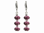 Boucles d`Oreilles Dormeuses 3 Cristaux Swarovski 8AM Ag 925