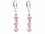 Boucles d`Oreilles Dormeuses 3 Cristaux Swarovski 6LR Ag 925