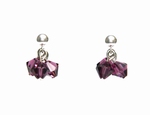 Boucles d`Oreilles Clous 3 Cristaux Swarovski AM Argent 925