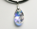 Pendentif Cristal SWAROVSKI Goutte 22mm  AB Argent 925