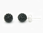 Boucles d`Oreilles Cristaux SWAROVSKI Clous 8mm Noir Ag 925