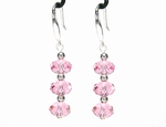 Boucles d`Oreilles Dormeuses 3 Cristaux Swarovski 8LR Ag 925