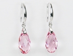 Boucles d`Oreilles Goutte SWAROVSKI 17mm LR Dormeuses Ag 925