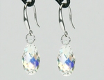 Boucles d`Oreilles Goutte SWAROVSKI 17mm AB Dormeuses Ag 925