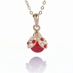 Collier Pendentif Coccinelle Cristaux SWAROVSKI, Plaqué Or