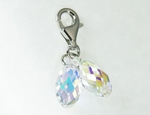 Charm Cristal SWAROVSKI Briolettes AB 2.5cm Argent 925