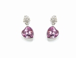 Boucles d`Oreilles Cristaux SWAROVSKI Coeurs Améthyste