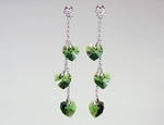 Boucles d`Oreilles Cristaux SWAROVSKI 3 Coeurs en Chaine V