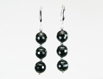 Boucles d`Oreilles Onyx Dormeuses Facetté 10mm V Argent 925