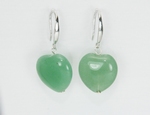 Boucles d`Oreilles et Pendentif Jade Coeur Argent 925