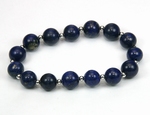 Bracelet Lapis Lazuli 10mm et Billes d`Argent 925/1000