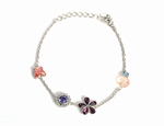 Bracelet Cristaux Swarovski Papillon Fleur Violette, Rhodium